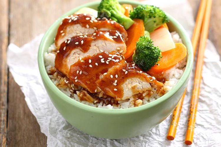 Ilustrasi ayam teriyaki. 