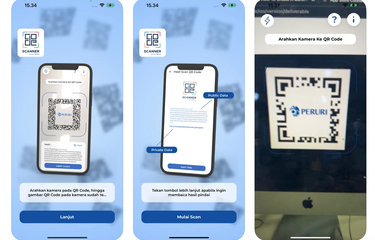 Ilustrasi cara cek keaslian e-meterai melalui aplikasi Peruri Scanner.