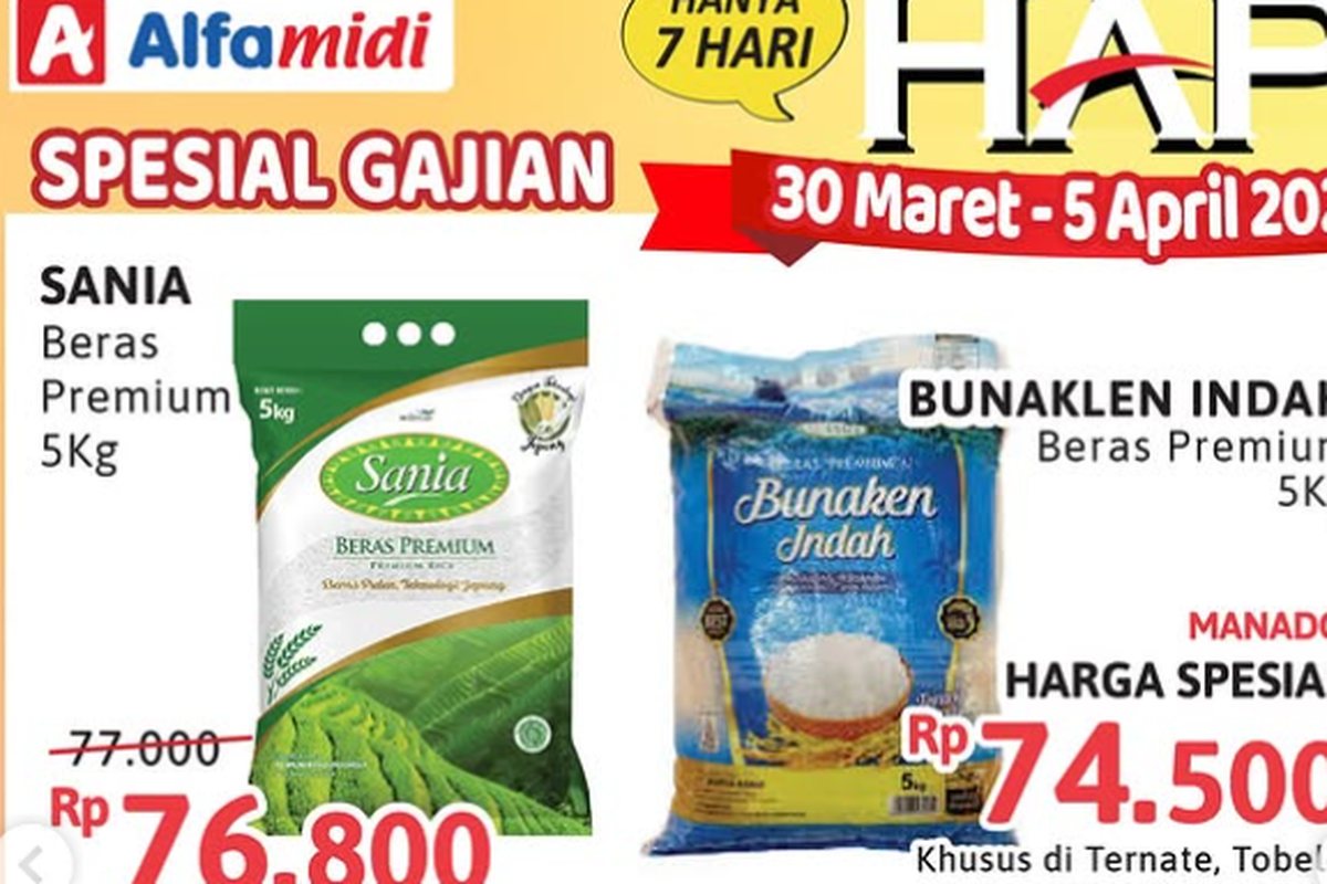 Promo Alfamidi 30 Maret 2026: Beras Premium Berbagai Merek Diskon Menarik