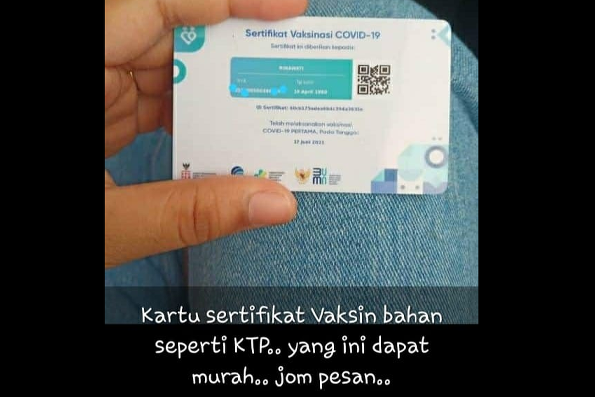 Tangkapan layar jasa cetak sertifikat vaksinasi Covid-19