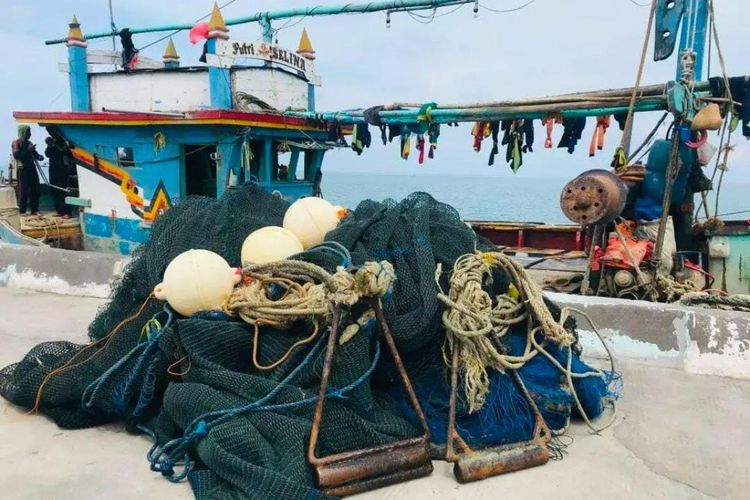 Alat tangkap cantrang yang berhasil diamankan nelayan Pulau Masalembu dari salah satu kapal luar daerah. 