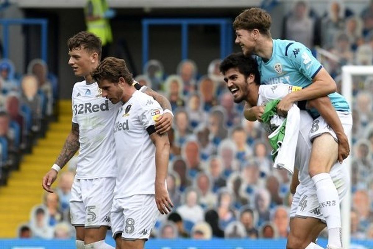 Para pemain Leeds United. Mereka akan tampil di Premier League - kasta tertinggi Liga Inggris - musim 2020-2021.
