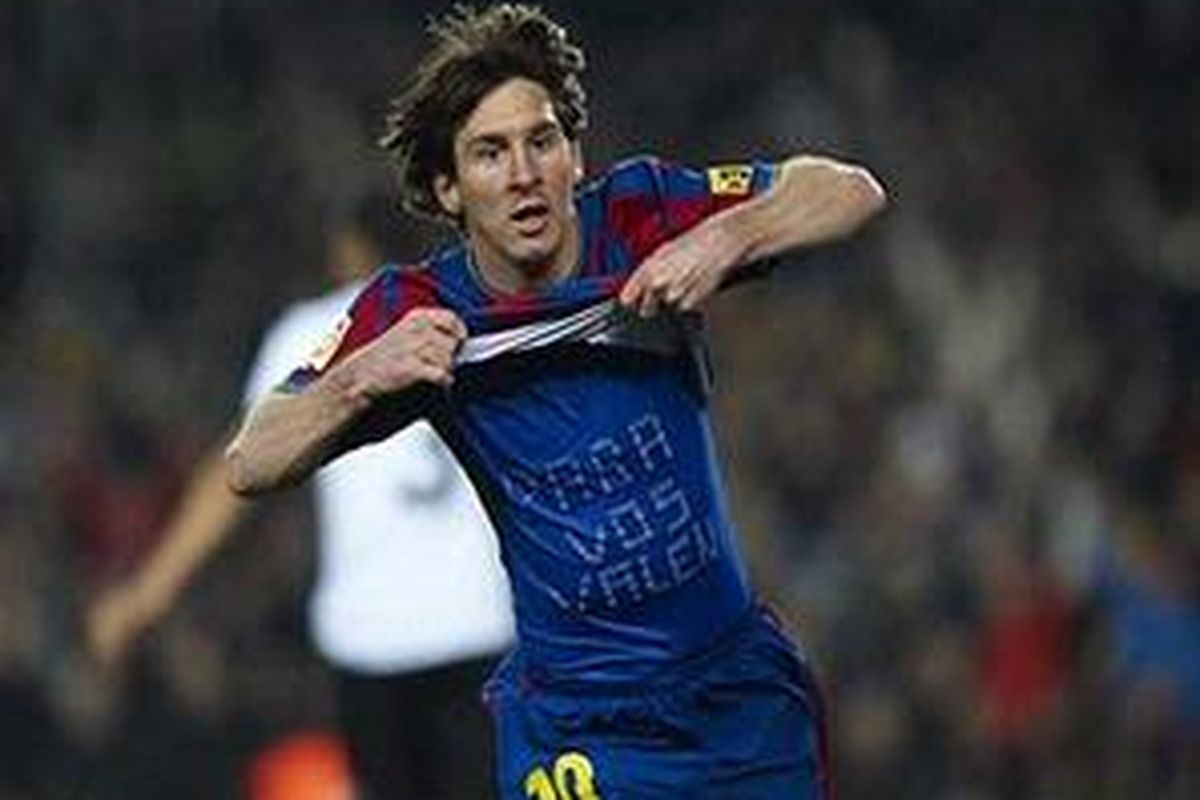 Penyerang Barcelona, Lionel Messi.