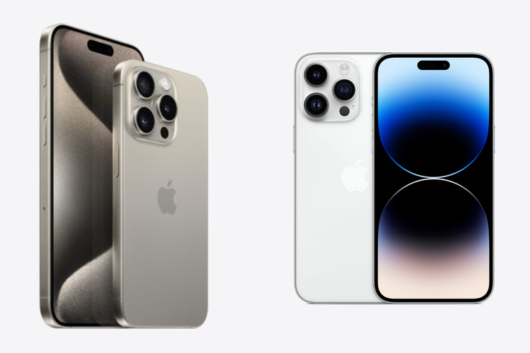 Ilustrasi perbedaan iPhone 15 Pro Max dan iPhone 14 Pro Max