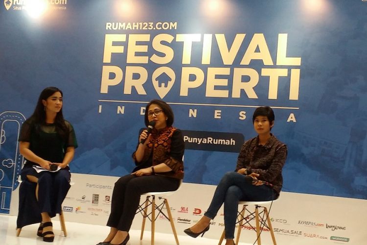 General Manager Sales Rumah123 Maria Manik (tengah) dalam Festival Properti Indonesia 2018 di Jakarta, Rabu (14/11/2018).