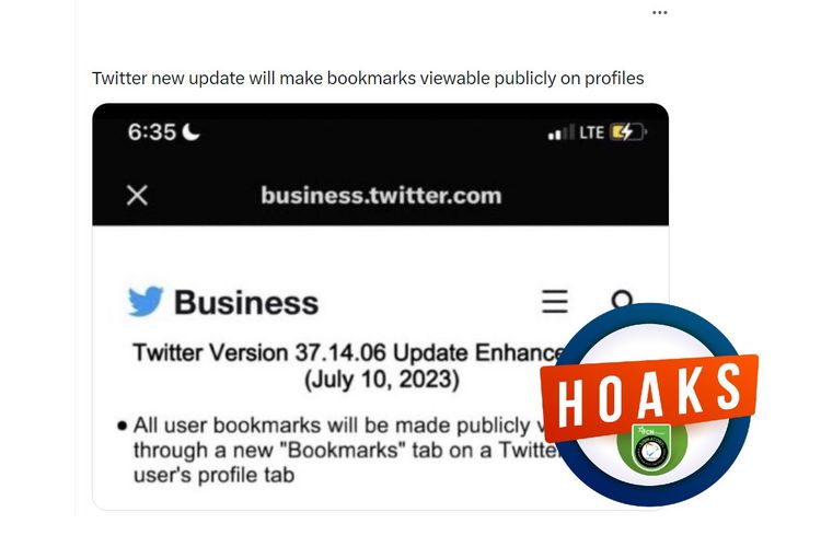 Hoaks, fitur bookmark Twitter kini dapat dilihat publik