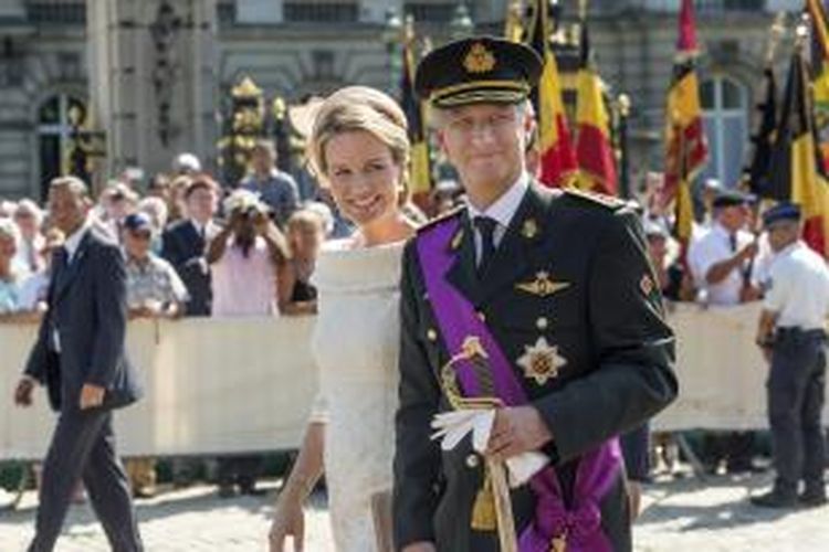 Raja dan Ratu baru Belgia. Raja Philippe naik tahta menggantikan ayahnya, Raja Albert II, yang mengundurkan diri karena usia tua, Minggu (21/7/2013). AFP / CHANCELLERIE DU PREMIER MINISTRE 