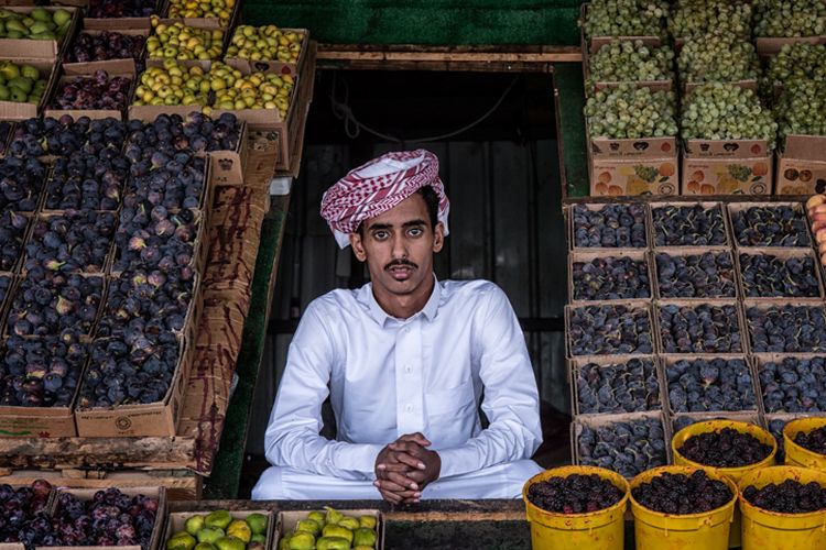 Salah satu pedagang di Pasar Taif (Taif Souq) di Kota Taif, Arab Saudi.