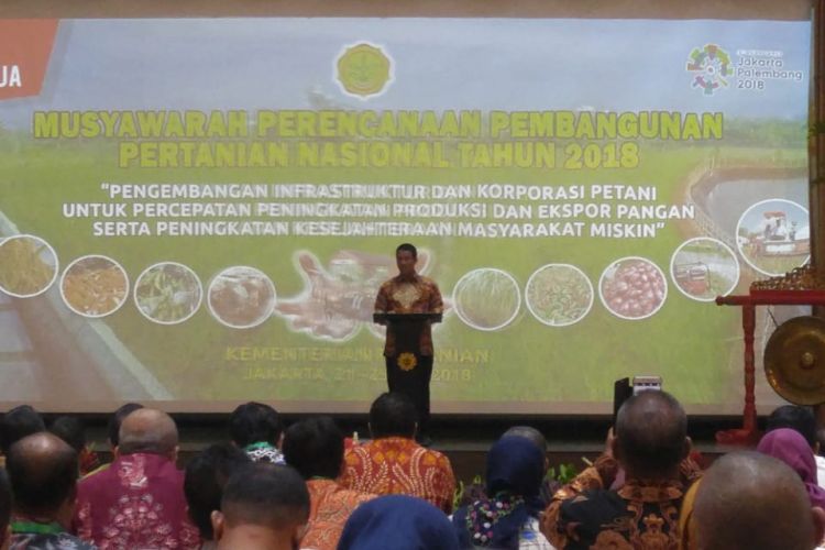 Menteri Pertanian Amran Sulaiman membuka Musyawarah Rencana Pembangunan Pertanian (Musrenbangtan) Nasional 2018, di Kementerian Pertanian, Senin (21/5/2018).