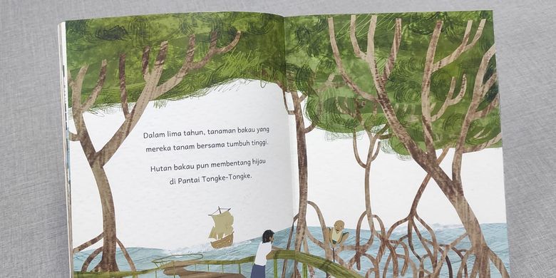 Salah satu halaman di buku ilustrasi anak Sang Pemimpi Besar.