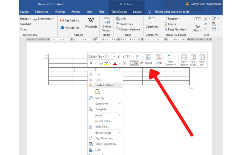 cara tambah tabel di microsoft word