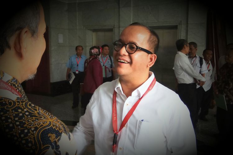 Direktur Pengelolaan Dana Haji pada Kementerian Agama (Kemenag), Ramadhan Harisman ditemui usai menjalani sidang uji materi di Mahkamah Konstitusi, Jakarta, Selasa (26/9/2017).