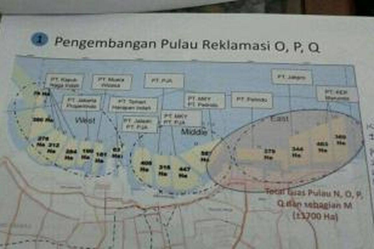 Gambar proyek reklamasi 17 Pulau di Teluk Jakarta.