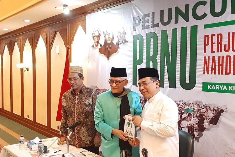 Peluncuran buku PBNU: Perjuangan Besar Nahdlatul Ulama karya Yahya Cholil (Gus Yahya) di kantor PBNU, Jl Kramat Raya, Jakarta Pusat, Rabu (11/3/2020).