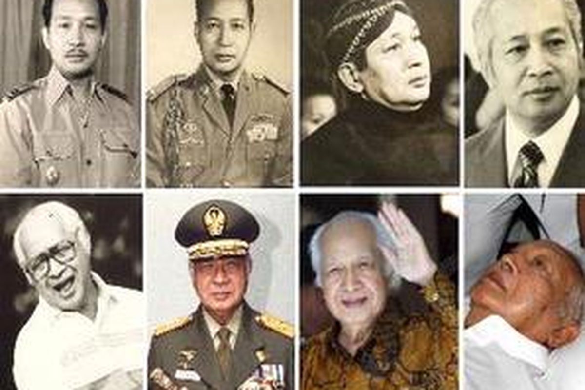 Dokumentasi Harian Kompas dan Persda Network. (dari kiri ke kanan) Potret HM Soeharto dari tanggal 6 Maret 1956 sampai 5 Mei 2006. Mantan Presiden RI dan penguasa orde baru ini dinyatakan wafat pada 27 Januari 2008 pukul 13.10 WIB di Rumah Sakit Pusat Pertamina (RSPP) Jakarta Selatan. (FILE KOMPAS-PERSDA NETWORK/BIAN HARNANSA)