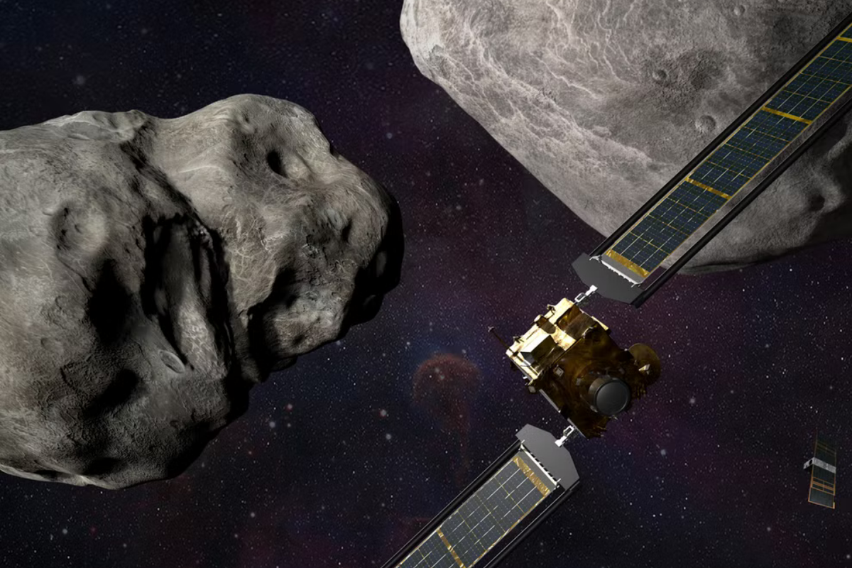 Ilustrasi wahana Double Asteroid Redirection Test (Dart) yang akan menabrak asteroid 