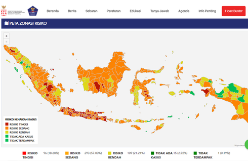 Ini Daftar 96 Zona Merah di Indonesia, Data 4 Juli 2021