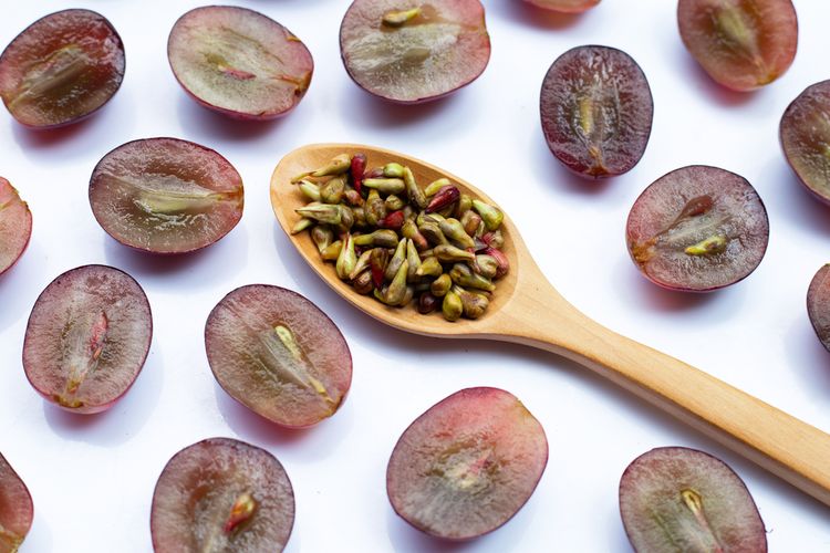 Ilustrasi anggur, biji anggur, menanam biji anggur. 