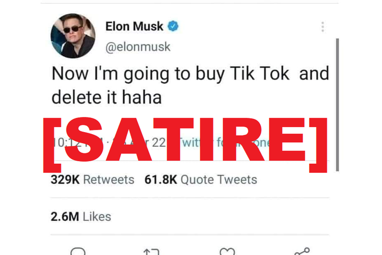 Konten satire Elon Musk akan membeli TikTok dan menghapusnya