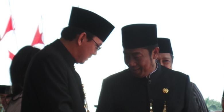Basuki Tjahaja Purnama atau Ahok dan Abraham Lunggana atau Lulung saat menjabat sebagai gubernur DKI dan wakil ketua DPRD DKI Jakarta.