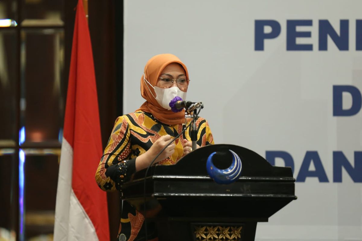Menaker Ida Fauzia dalam Rakor Evaluasi Kinerja Penempatan dan Perlindungan P3MI dan sosialisasi Peraturan P3MI di Jakarta, Senin (9/11/2020).