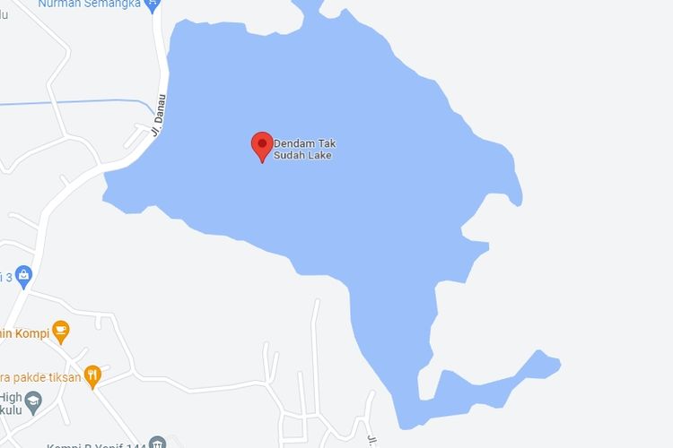 Peta lokasi Danau Dendam Tak Sudah.