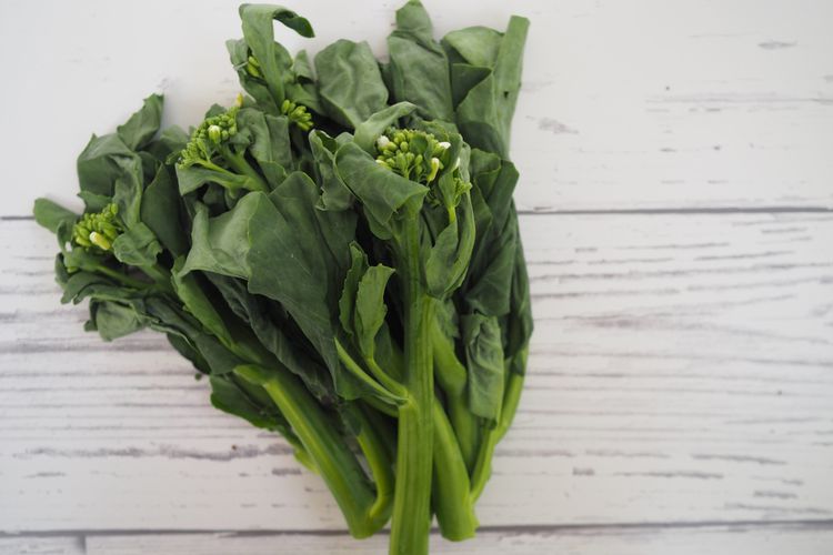 Ilustrasi sayur kailan atau gai lan atau chinese broccoli. 