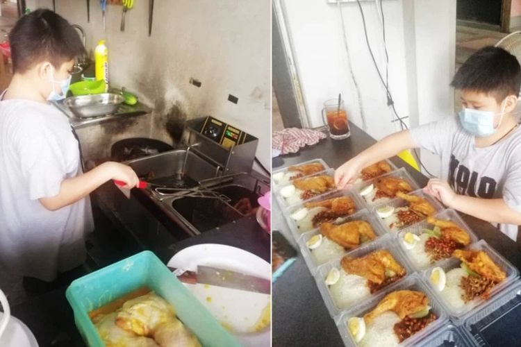 Junjie bocah 12 tahun di Malaysia yang jago memasak dan menjadi juragan nasi lemak.