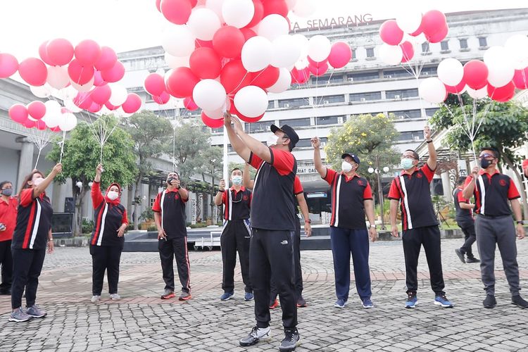 Peringatan HUT Kota Semarang 2021 yang digelar secara sederhana dan dijadikan momentum melawan Covid-19.