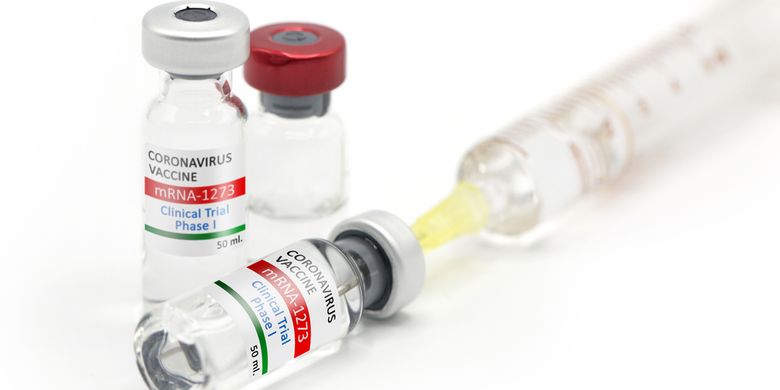Ilustrasi vaksin Moderna, vaksin virus corona, vaksin mRNA Moderna. Moderna mulai uji coba vaksin mRNA generasi baru.