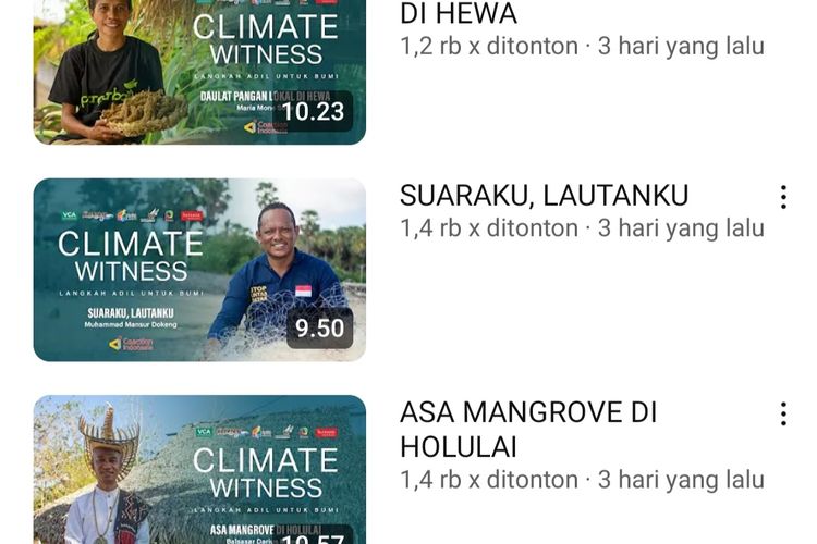 Tangkapan layar film dokumenter Climate Witness yang dirilis di akun YouTube Coaction Indonesia.