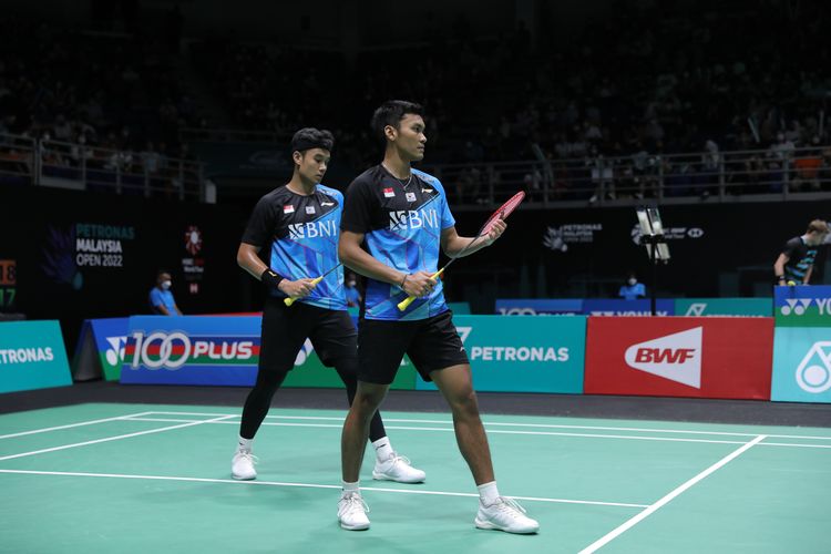 Muhammad Shohibul Fikri/Bagas Maulana saat tampil di babak 32 besar Malaysia Open 2022 pada Rabu (29/6/2022).