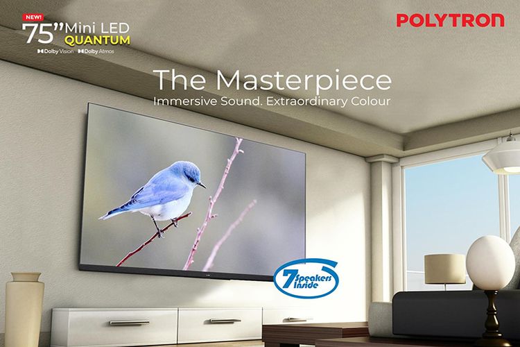 Polytron Mini LED Quantum Smart TV 4K UHD 75 Inch mengusung layar ultrabesar 75 inci serta resolusi 4K Ultra HD yang dapat memaksimalkan kenyamanan dan meningkatkan pengalaman menonton bersama keluarga.