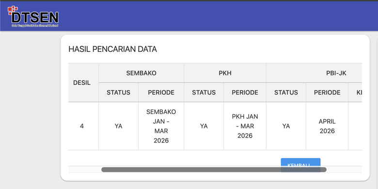Tangkapan layar cek desil secara online lewat HP. Cek desil Kemensos Mei 2026. Cek desil Mei 2026.
