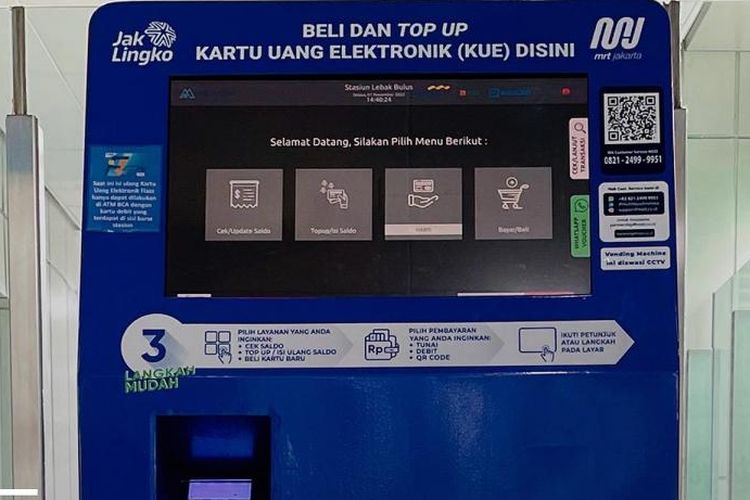 Ilustrasi mesin kartu uang elektronik yang berada di stasiun MRT Jakarta.