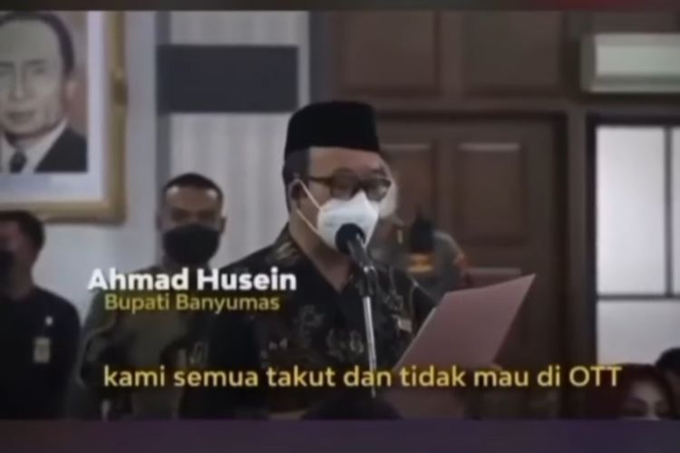 Tangkapan layar video pernyataan Bupati Banyumas Achmad Husein.