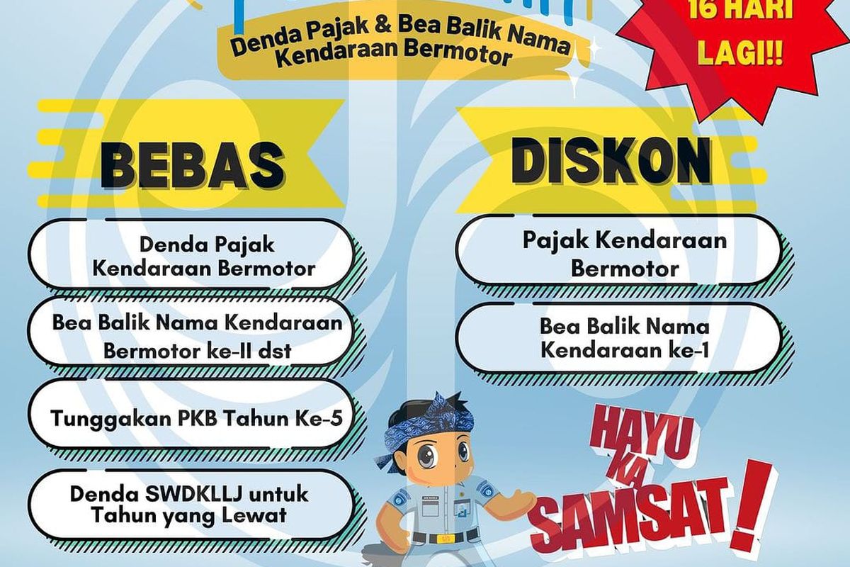 Pemutihan pajak kendaraan bermotor di Jawa Barat sampai 16 Desember 2023.
