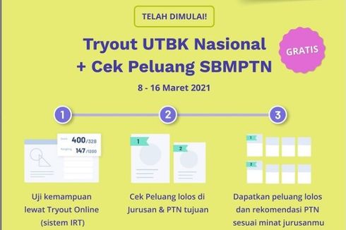 Cek Peluang SBMPTN 2021 lewat Tryout UTBK Gratis Ini