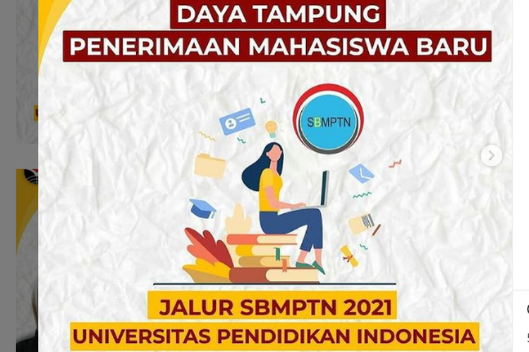 Daftar daya tampung prodi kelompok Saintek dan Soshum di Universitas Pendidikan Indonesia (UPI).