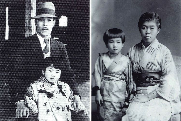Reiko dengan ayahnya Keizo Ura (kiri) dan dengan kakak perempuan sulungnya Shizue Ura.