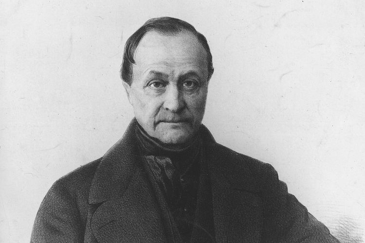 Potret setengah badan Auguste Comte yang dikenal sebagai Potret Belanda, yang diambil pada 1849