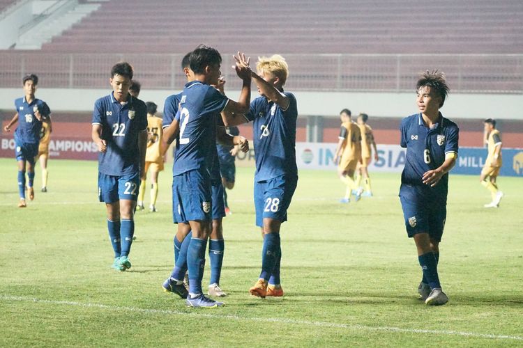 Timnas U16 Thailand menang 5-0 atas Brunei Darussalam pada laga pertama Grup B Piala AFF U16 2022 di Stadion Maguwoharjo, Sleman, Yogyakarta, Senin (1/8/2022).