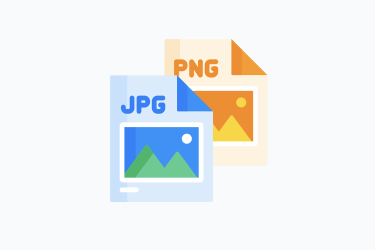 Ilustrasi perbedaan format file JPG dan PNG.