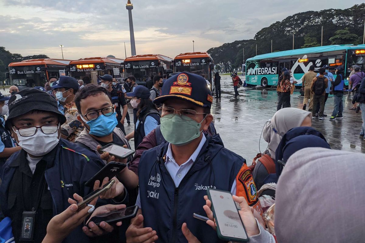 Kepala Dinas Perhubungan DKI Jakarta Syafrin Liputo saat ditemui di Plaza Selatan Monumen Nasional, Jakarta Pusat, Selasa (8/3/2022)