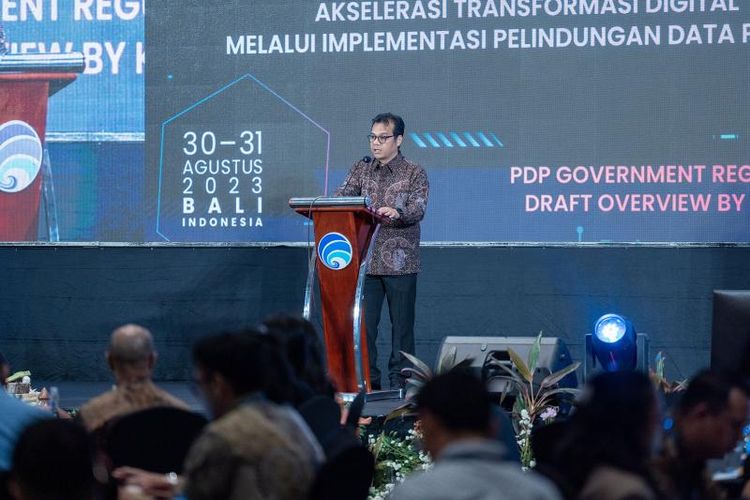 Wakil Menteri Kominfo Nezar Patria, dalam Forum Nasional Perlindungan Data Pribadi tahun 2023 yang berlangsung di Badung, Bali, Rabu (30/08/2023).