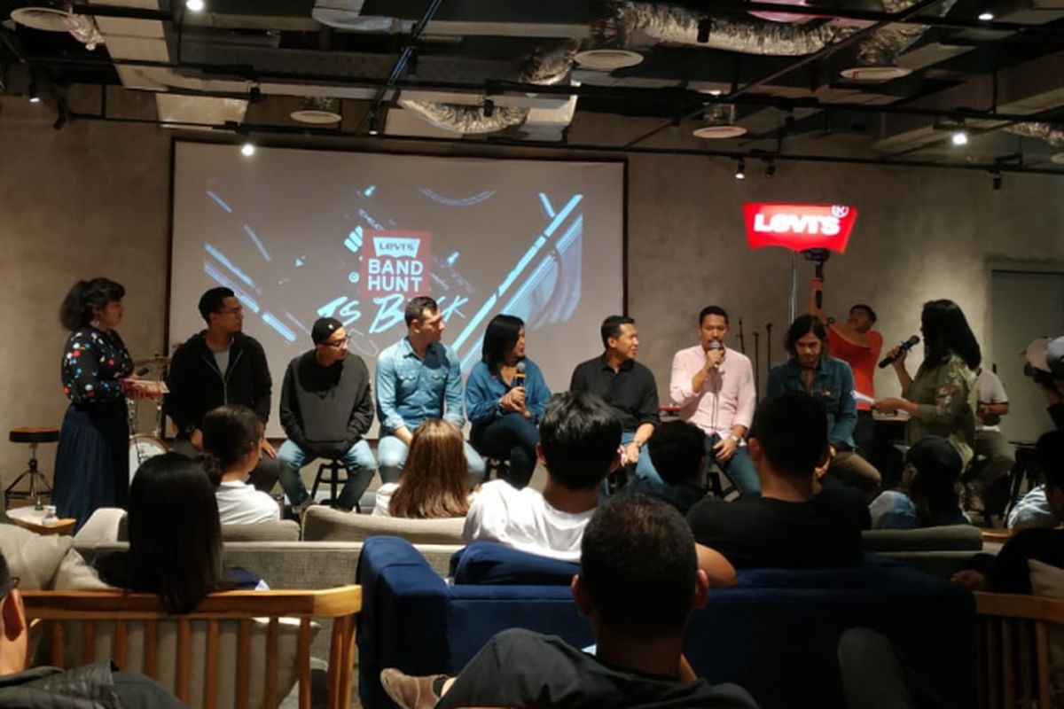 Konferensi pers pengumuman delapan finalis ajang Levis Band Hunt 2018, di Jakarta, Jumat (23/8/2018).