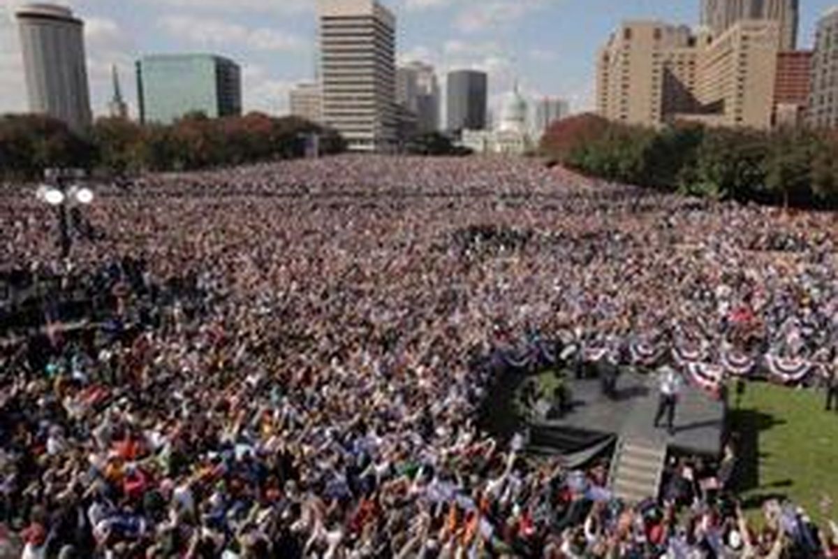 100.000 orang menghadiri kampanye Barack Obama di Missouri
