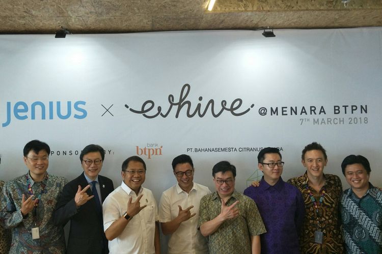 PT Bank Tabungan Pensiunan Nasional (BTPN) bekerja sama dengan EV Hive dan PT Bahanasemesta Citranusantara menyediakan co-working space khusus pengembangan ekosistem fintech di Menara BTPN, Kuningan, Jakarta, Rabu (7/3/2018).