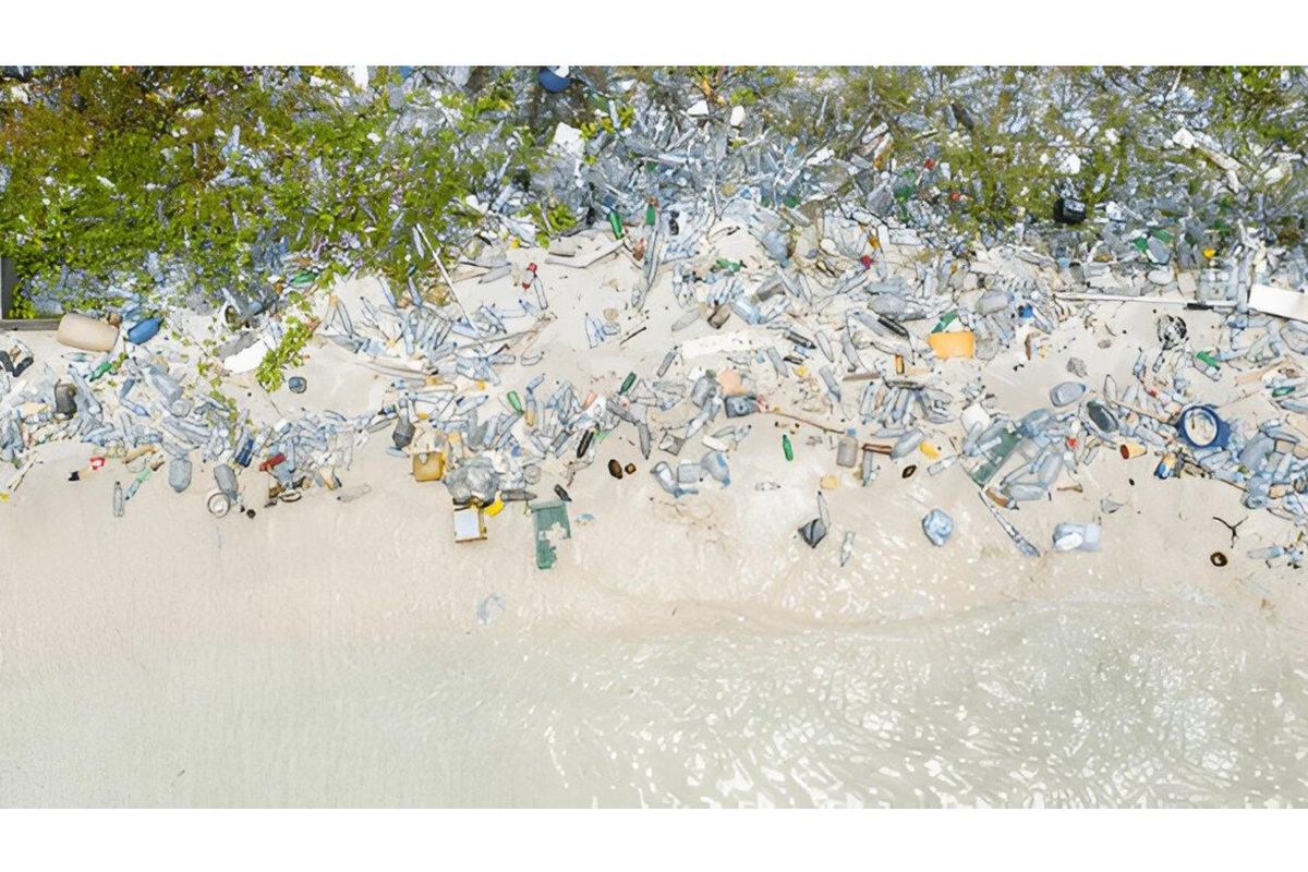 Ilustrasi sampah gelas dan botol AMDK ukuran kecil.
