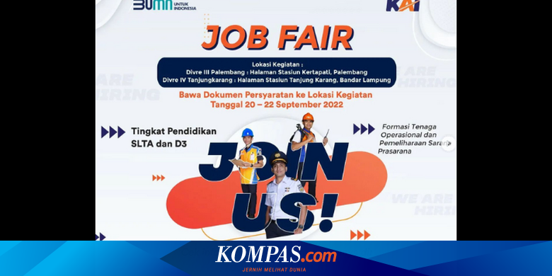 Lowongan Kerja KAI untuk Lulusan SLTA hingga S1 via Jobfair di Bandung, Palembang, dan Lampung - Vimarsana News